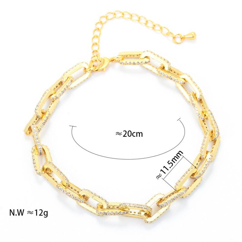 Geometric Star Crystal Zircon Chunky Chain Bracelet Set Men Women 6-Piece Fashion Jewelry Gift