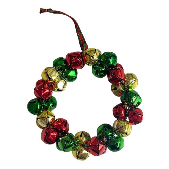 Festive Door And Window Ornament Christmas Tree Bell Pendant with Lanyard, Ring Hanging Decoration for Holiday Home Decor, Metal Multicolored