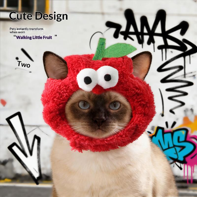Pet Cat Fruit Plush Hat Cute Creative Pet Head Cover Funny Dress Up Cat Dog Hat Headgear Clothing Accessories Pet Supplies