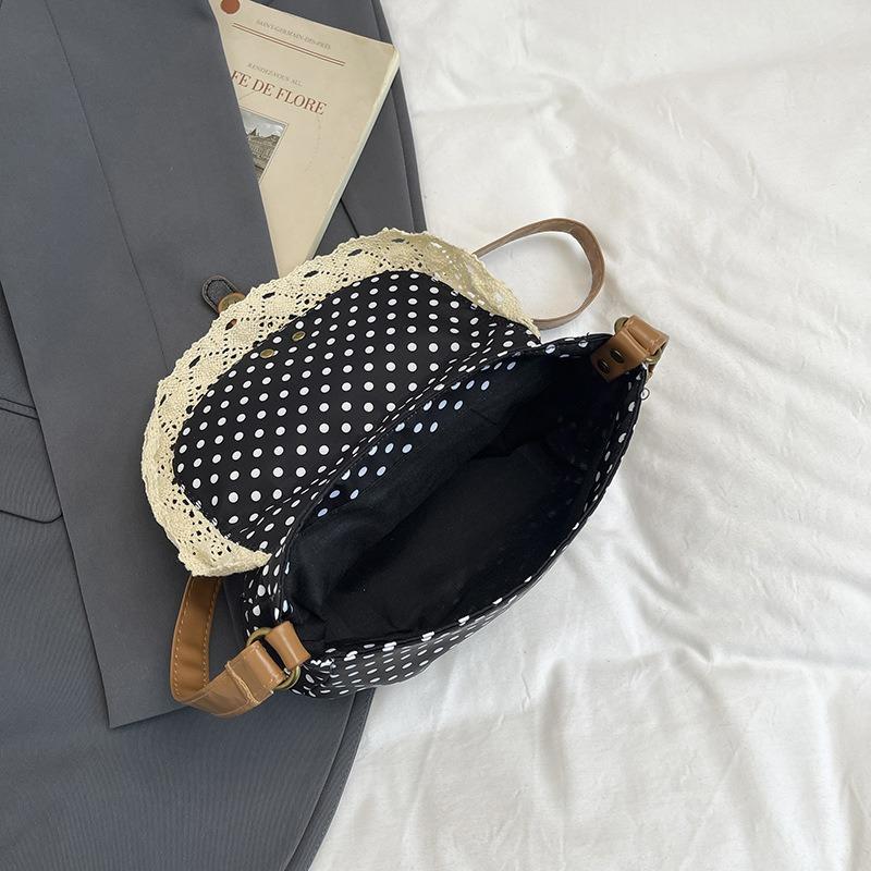 Women Retro Polka Dot Shoulder Bag Crossbody Messenger Bag Ladies Purse