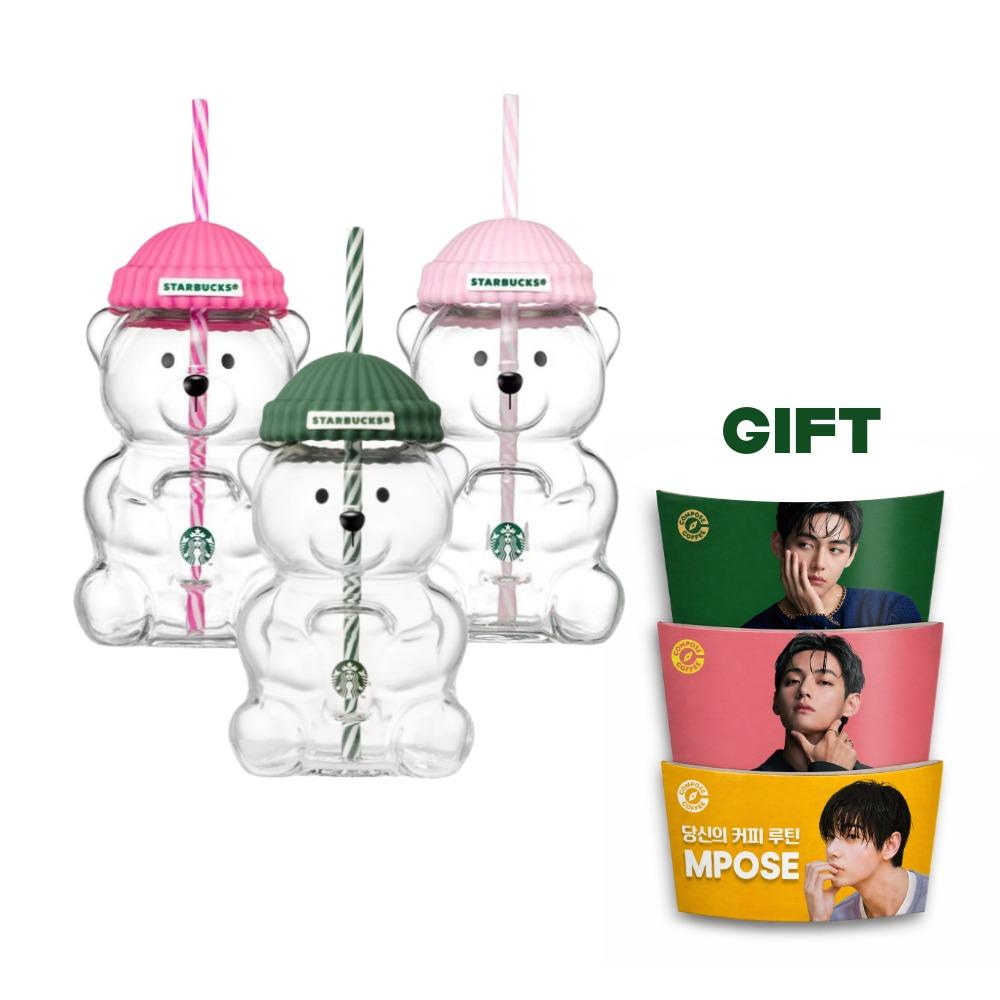 Starbucks Korea Pink Bearista Glass Cold Cup 591ml/20oz Korean Limited Starbucks Tumbler