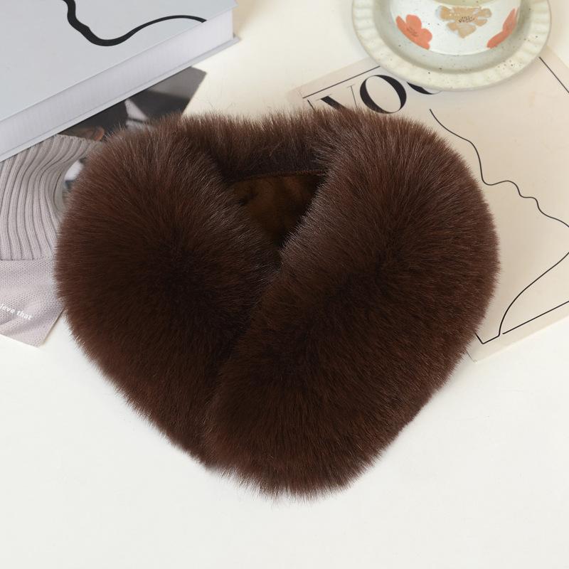 High-End Faux Fox Magnetic Neck Gaiter Winter Plush Light Luxury Scarf Men Women Thickened Warm Solid Color