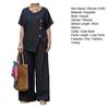 Women's Striped Short Sleeve 2 Piece Outfits Summer Crew Neck Top And Long Pants Matching Lounge Sets with Pockets