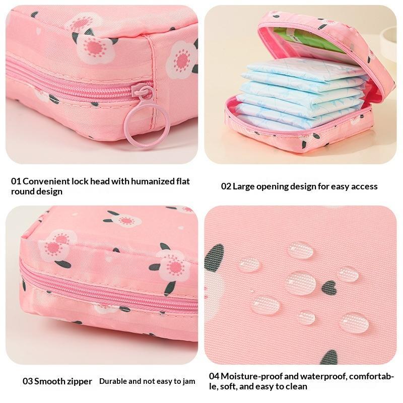 Women Sanitary Napkin Tampon Storage Bag Portable Waterproof Organizer Pouch Cartoon Pattern Sanitary Napkin Bag