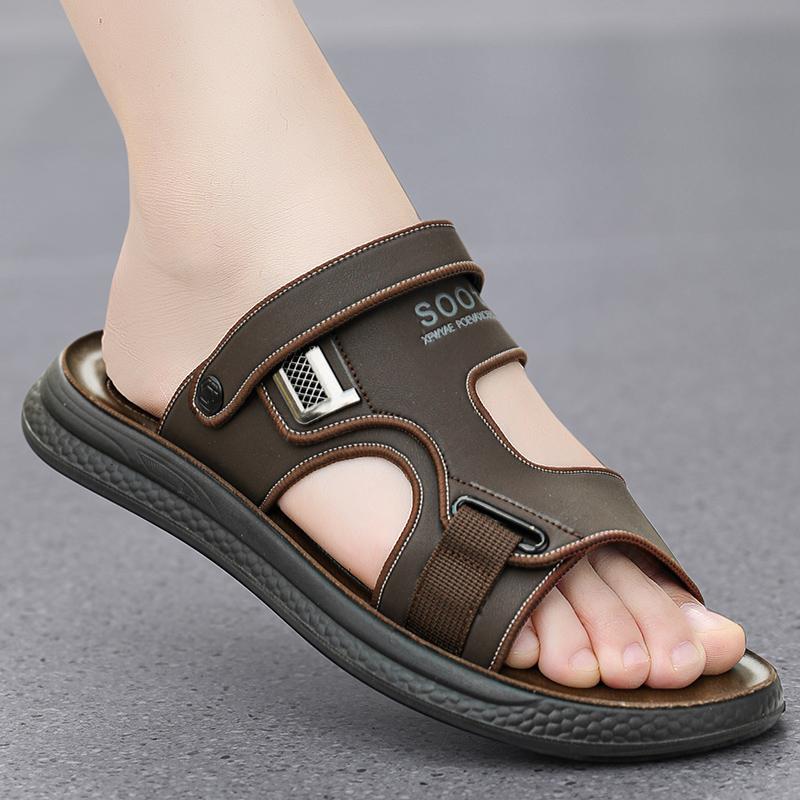 Fashionable 2024 Summer New Men's Sandals Oxford Leather Sole Casual Beach Shoes Authentic Leather Slippers Wholesale