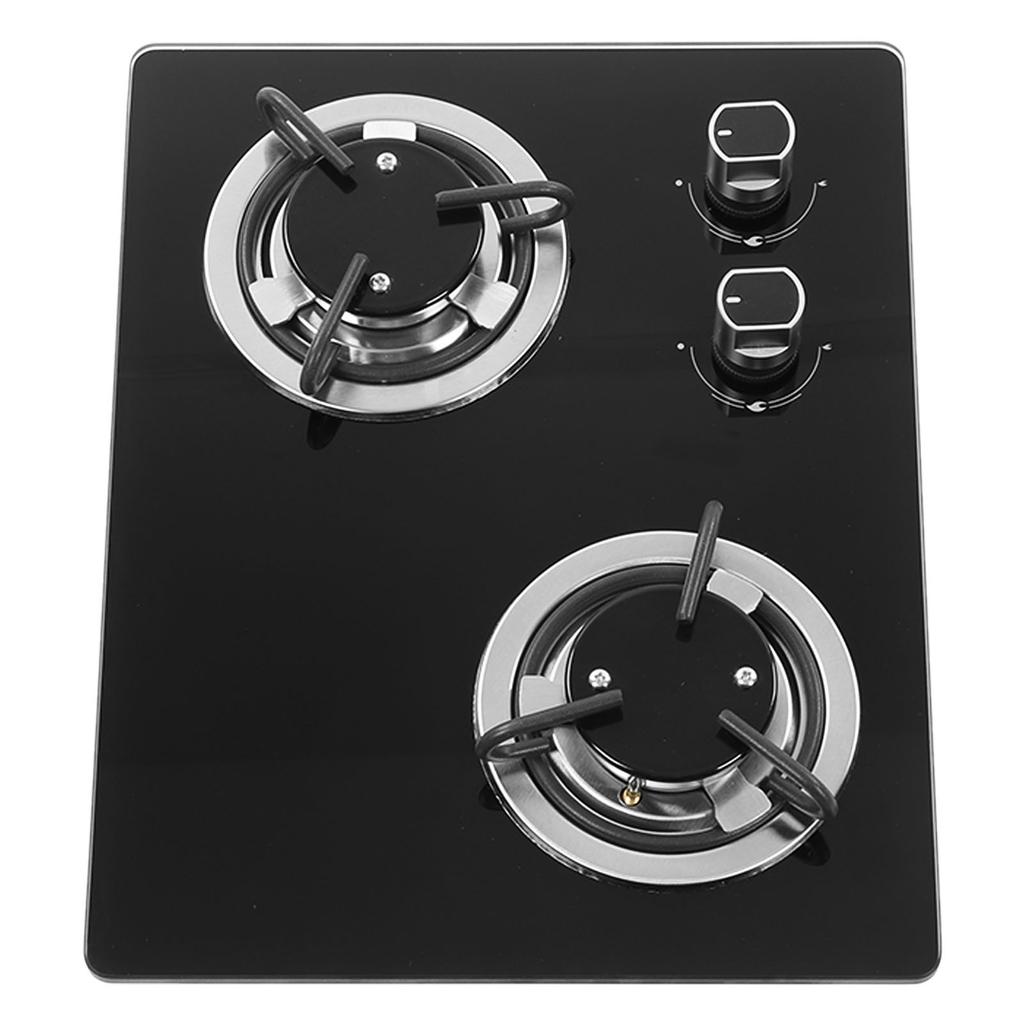 RV Gas Stove 2 Burners 1.8Kw Power Tempered Glass Panel Easy to Clean Gas Cook Top for Boat Caravan 