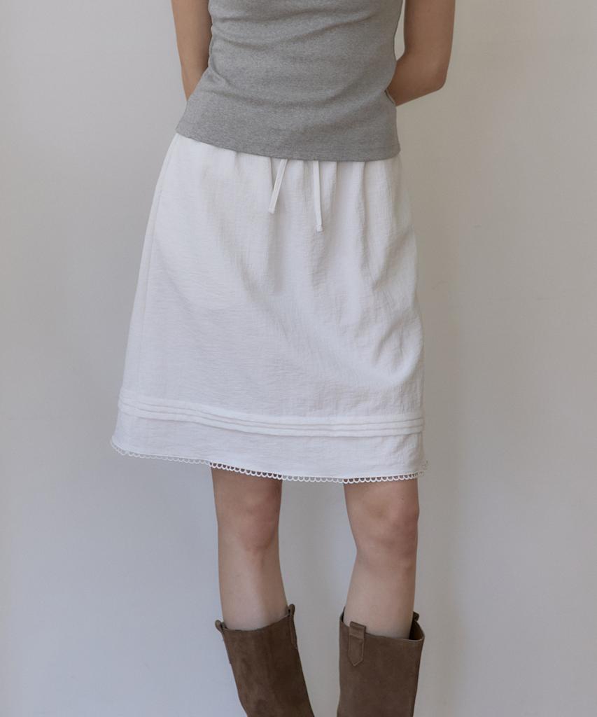 Our Hope Seersucker Pintuck Midi Skirt - White