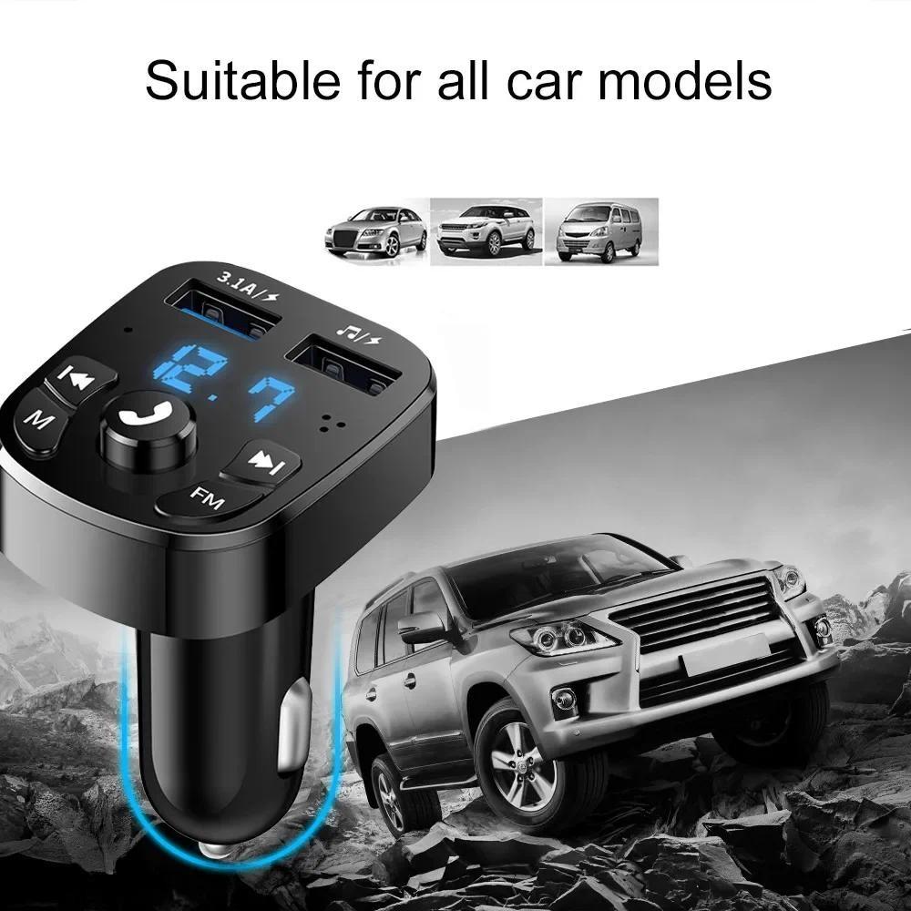Bluetooth 5.0 Car FM Transmitter Fast Charger 3.1A Dual USB Hands-Free Kit for Auto