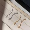 New Luxury Shiny Zircon Drop Earrings Women Four Pointed Star Long Dangle Earrings Elegant Banquet Wedding Jewelry Accessories
