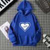 Women's Fleece Lined Hoodie Solid Color Heart Print Kangaroo Pocket Drawstring Printed Hooded Sweatshirt Streetwear