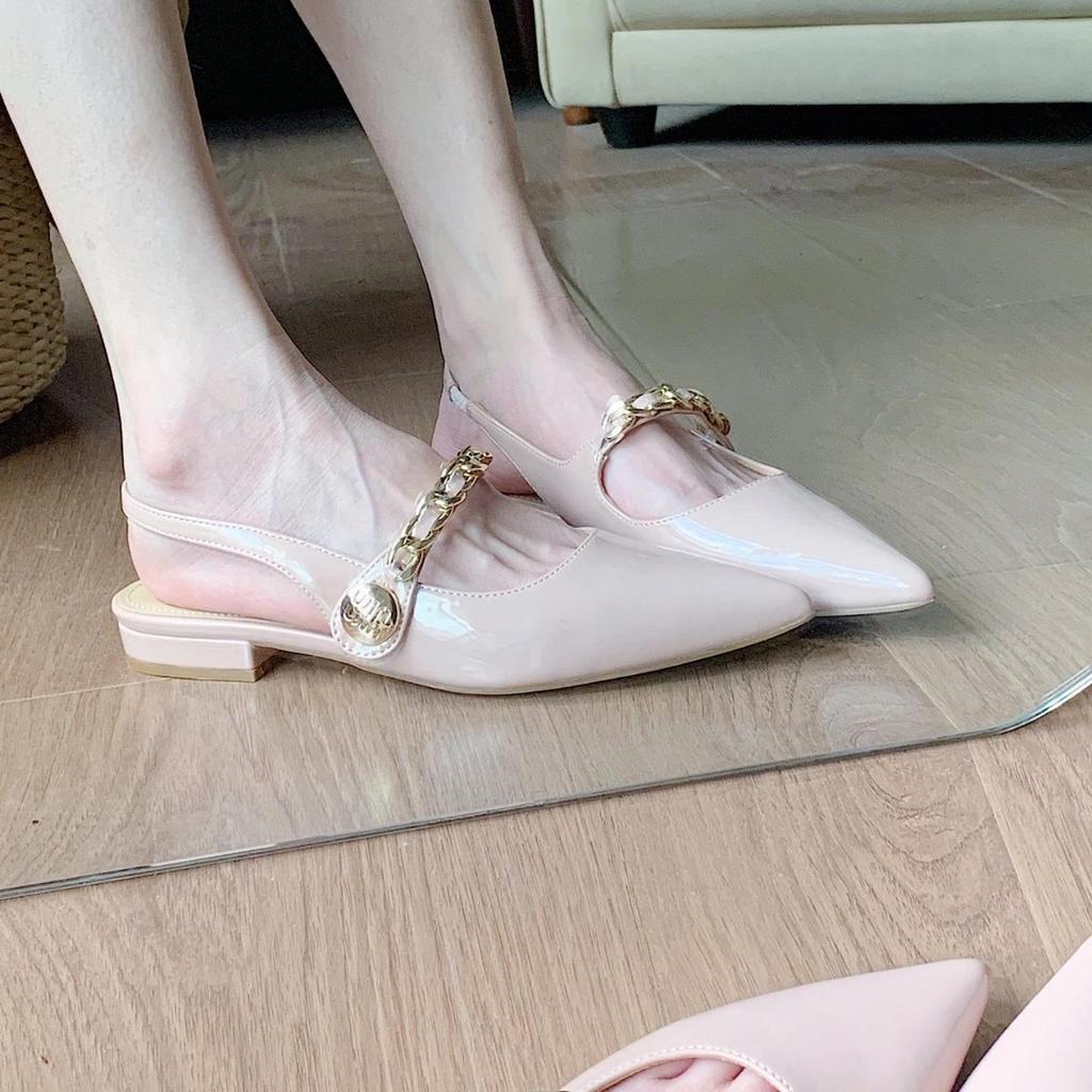 The Upper Feet Are Super Gentle!! Pointed Head Flat Bottom Lady Temperament Single Shoes Bag Head Empty Sandals