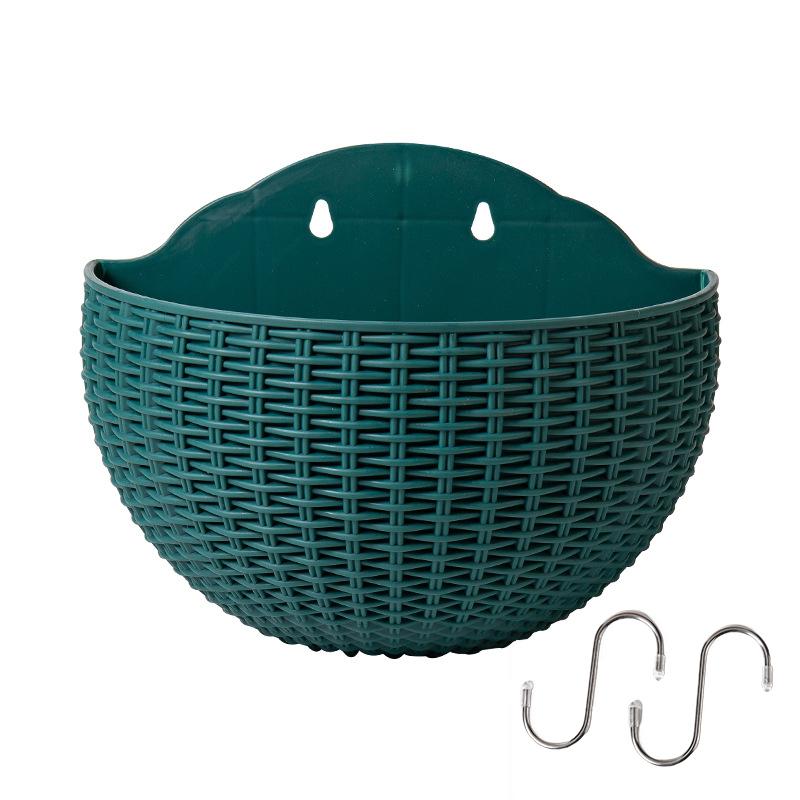 

Цветочный горшок с крючками Изысканная настенная пластиковая настенная подвесная корзина Цветочный горшок для наружного сада Балконное ведро для цветов Домашний декор Новый 26x20.5cm зелёный