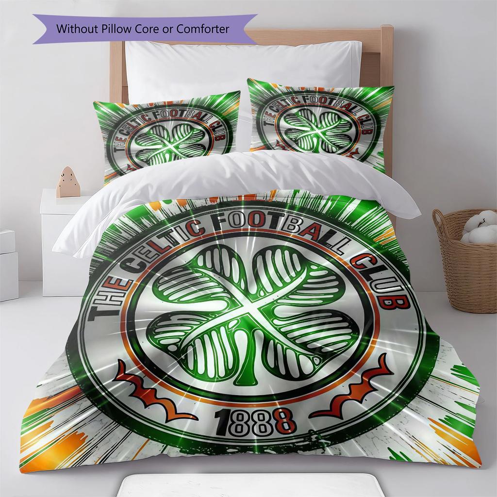 Celtic Football Club Bedding Quilt Set Quilt Cover Pillowcase Home Decoration Birthday Gift (1 * Duvet Cover + 2 * Pillowcase, Without Core)