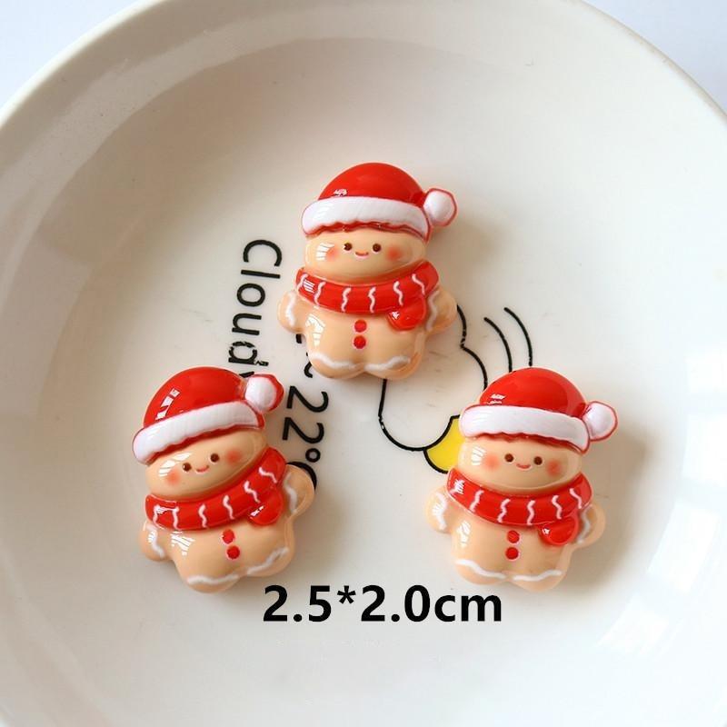10Pcs Cute Cartoon Christmas Christmas Tree Resin Flatback Cabochon Diy For Phone Case Hairpin Keychain Earrings Scrapbook