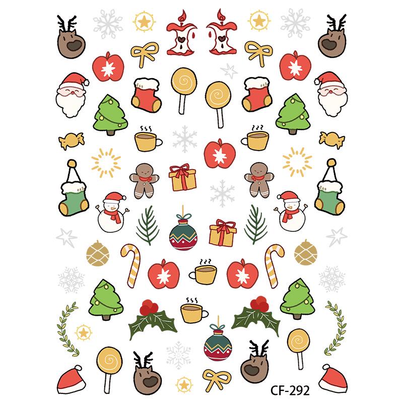 Cyansea 3D Christmas Manicure Stickers: New Year Candy, Tree, and Hat Designs