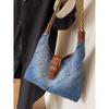 Nischen-Casual Patchwork Washed Denim Bag Damen Große Kapazität Vintage Mode Unterarmtaschen Pendler Single Shoulder Tote Pack