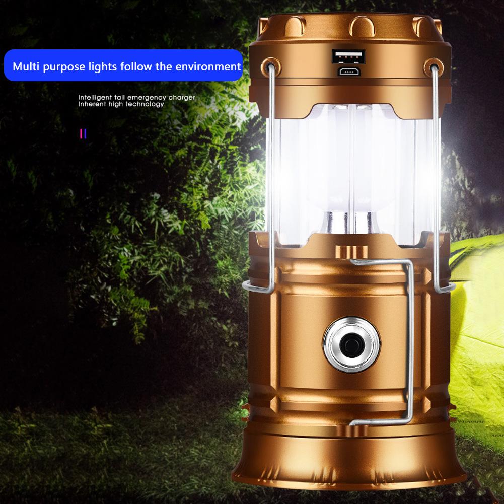 Solar Portable Lantern LED Flashlight Telescopic Torch Outdoor Camping Light Tent Lamp USB Rechargeable Emergency Work Light