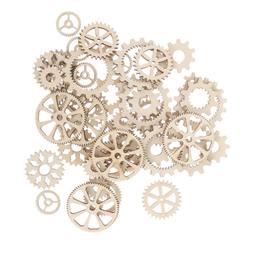 SEWACC Wooden Gear Puzzle, 100 Pieces Set, Small Wood Gears for DIY Crafts, Ideal for Home Learning and Creativity