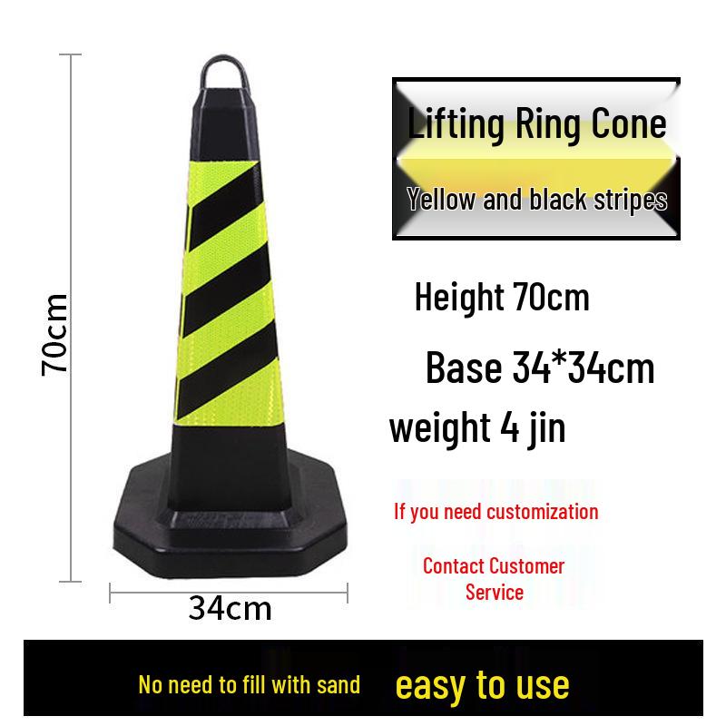 70cm Reflective Rubber and PVC Traffic Cone - No Parking Ice Cream Cone Design