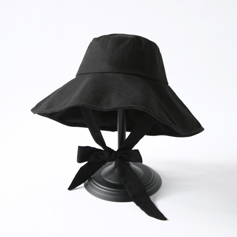 Nuovo Estivo Primavera Cappello a Secchiello con Laccio alla Giapponese da Donna Stile Coreano a Tesa Larga Pieghevole UV Cotone Lino Spiaggia Cinturino Cappello da Sole