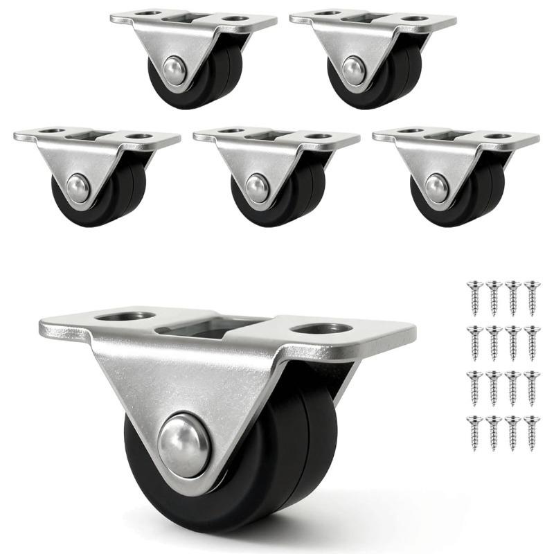 Small Wheel Casters Universal Directional Furniture Wheel Sliding Door Pulley Drawer Table Chair Rubber Rolling DIY Fixed Caster