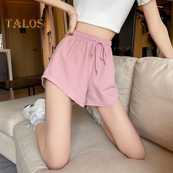 Summer Women Shorts Drawstring High Elastic Waist Loose Irrgular Hem Plus Size Pocketed Pure Color A-line Thin Casual Sport Homewear Short Pants