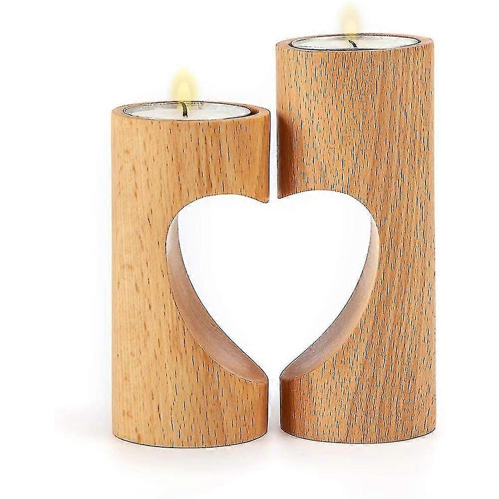 Kerzenhalter, Holzkerzenhalter für Tisch geeignet, Set 2 Kombination