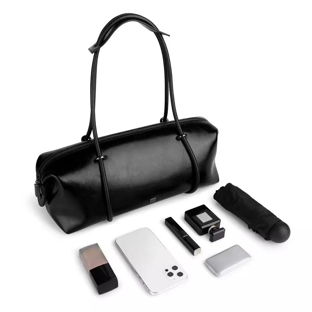 Women Stylish Armpit Bag Large Capacity Pu Boston Pillow Bag Vintage Underarm Bag Solid Color Zipper Closure For Vacation Party