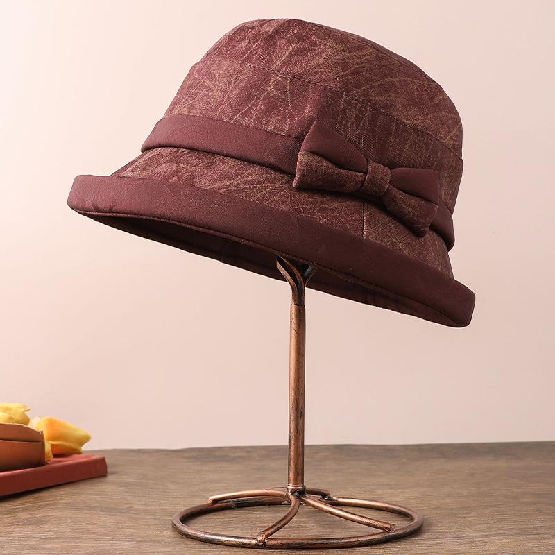 Autumn and Winter Old Man Hat Female Mother World Versatile Bucket Hat Winter Warm Old Man Hat Elegant Basin