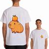 Funny Orange Capybara Graphic Print Top Casual Round Neck TShirt
