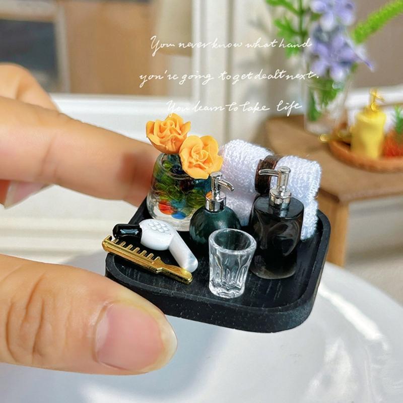 Creative Miniature Bathroom Toiletries Set Resin Figure Doll House Accessories With Fine Detail For Scene Decoration
