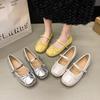 Silver single shoes women's 2025 new models with skirts French soft-soled ballet style comfortable flats Mary Jane small leather shoes