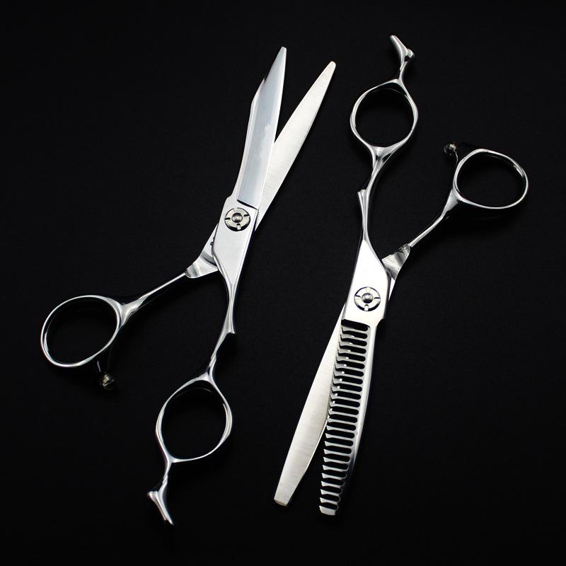 Professional 440C 6 '' Upscale Silver Hair Scissors Haircut Thinning Barber Makas Hair Cutting Shears Hairdresser Scissors
