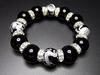 [Stone Town] Hard-to-find, extra-thick 18mm natural onyx stone, hand-carved with the Four Gods, premium rondelle rosary bracelet, power stone