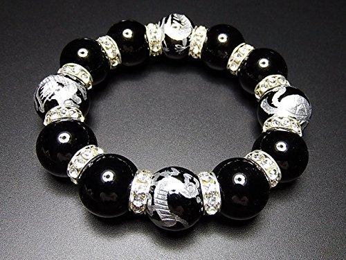 [Stone Town] Hard-to-find, extra-thick 18mm natural onyx stone, hand-carved with the Four Gods, premium rondelle rosary bracelet, power stone