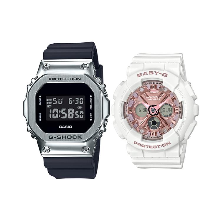 CASIO Unisex Pair Table Series Black Watch GM-5600-1+BA-130-7A1ER