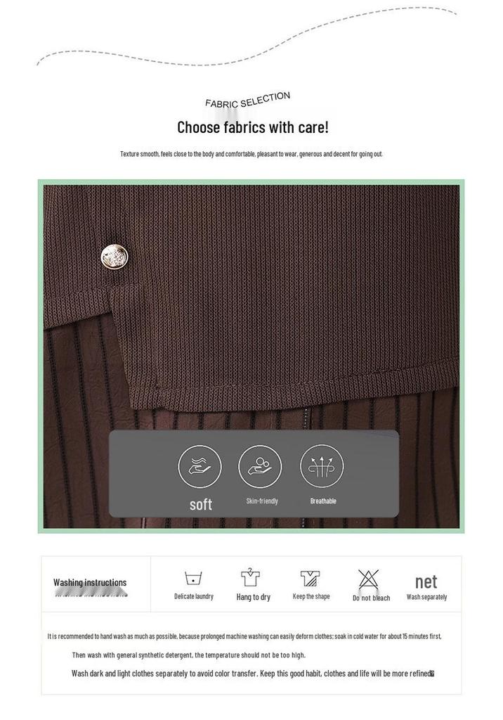 Women's Spring Summer Long Sleeve Chic Slimming Two-Piece Layered Top for Middle-Aged & Elderly
