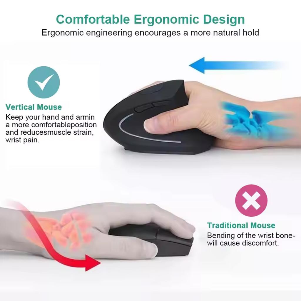 New Wireless 2.4G Blutooth Mouse Vertical Ergonomic Wired Optical Mice DPI 800/1200/1600 Laptop PC Computer Desktop Acceessories