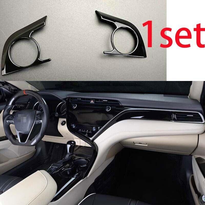 Glossy Black 2PCS For Toyota Camry 2018- Steering Wheel Button Frame Trim