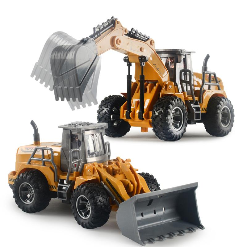 Remote Control Bulldozer Excavator Toy for Boys 5 Channel Rechargeable Engineering Vehicle Model ABS Material