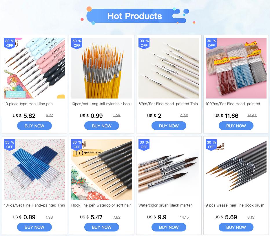 6Pcs/Set,Fine Hand-painted Thin Hook Line Pen Drawing Art Pen #0 #00 #000 Paint Brush Art Supplies Nylon Brush Painting Pen