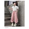 Casual Loose Solid Color High Waist Long Cargo Pants For Kids Girls