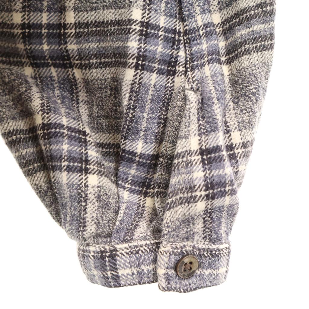 45R Check Pattern Long Sleeve Frill Shirt 2 Gray Women Used