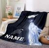 Custom Name Wolf Flannel Blanket Throw Blanket Soft Warm Sofa Bed Home Decor Unique Gift