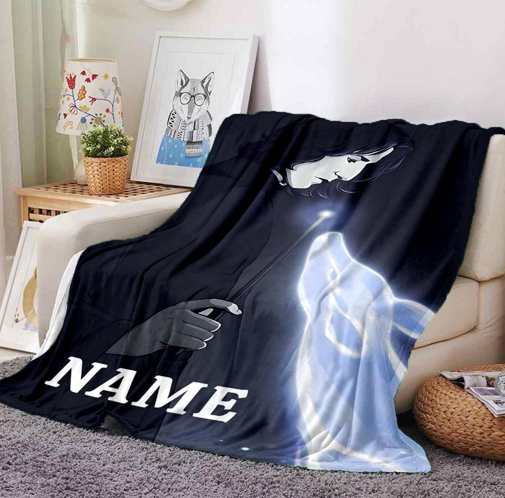 Custom Name Wolf Flannel Blanket Throw Blanket Soft Warm Sofa Bed Home Decor Unique Gift