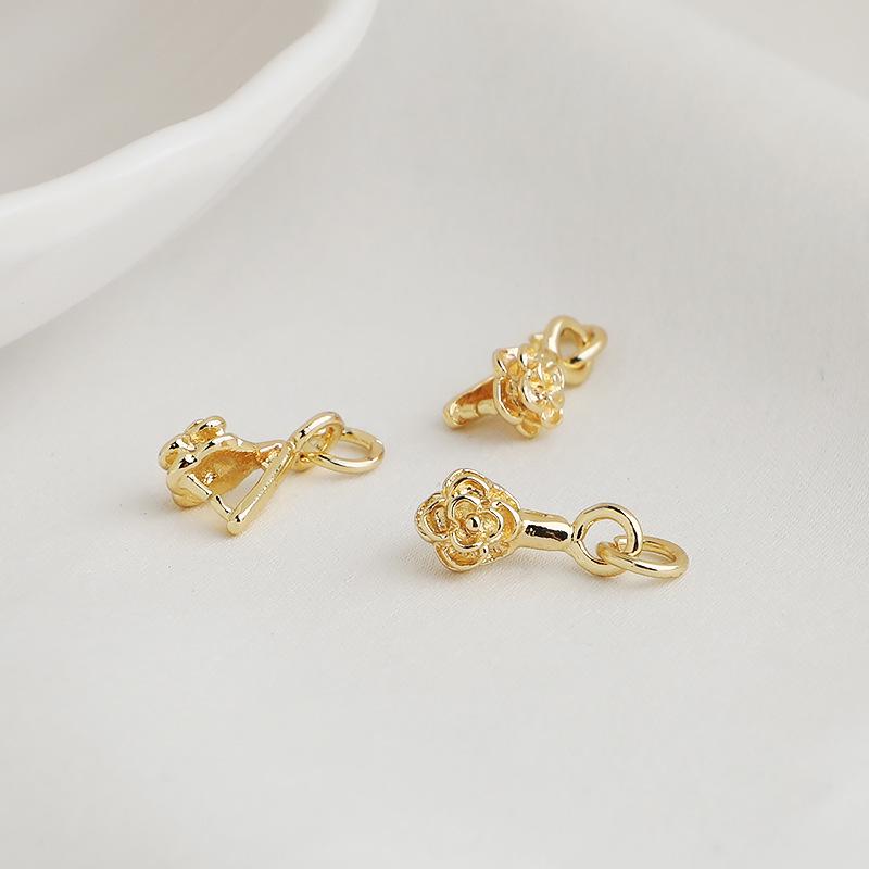 Přívěsek s melonovým semínkem a zapínáním ve tvaru růže, pozlacený 14K zlatem, pro DIY šperky