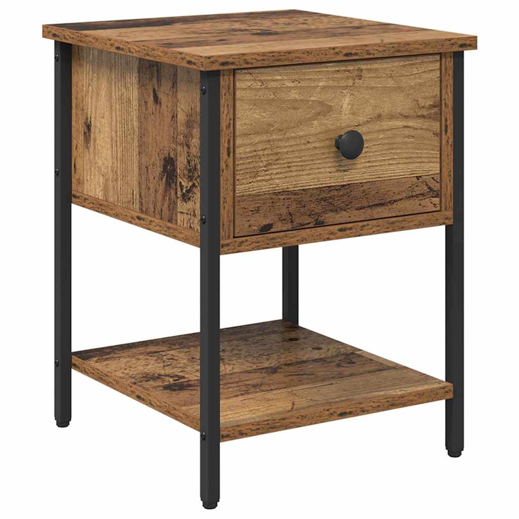 Nightstand Set of 2 Reclaimed Wood Look 34 X 35.5 X 45 Cm Engineered Wood