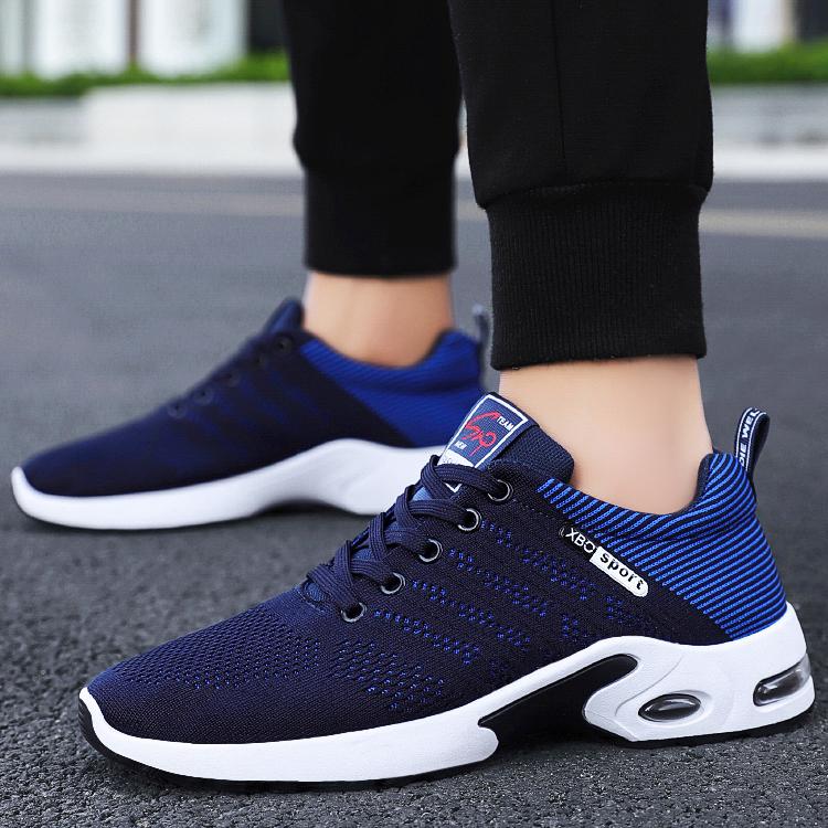 Весенние новые дышащие нескользящие спортивные мужские кроссовки для бега на шнуровке 39 темно-синий