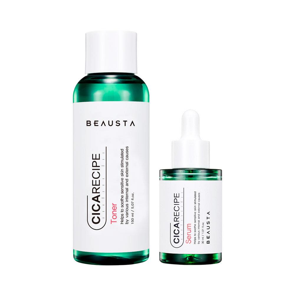BEAUSTA Cica Recipe Soothing Moisturizing Basic 2-piece Set (Toner 150ml + Serum 30ml)