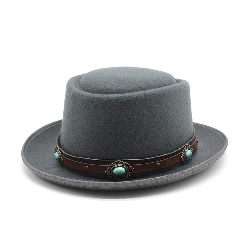 Retro French Top Hat Convex Top Jazz Felt Hat Men'S And Women'S Solid Color Top Hat